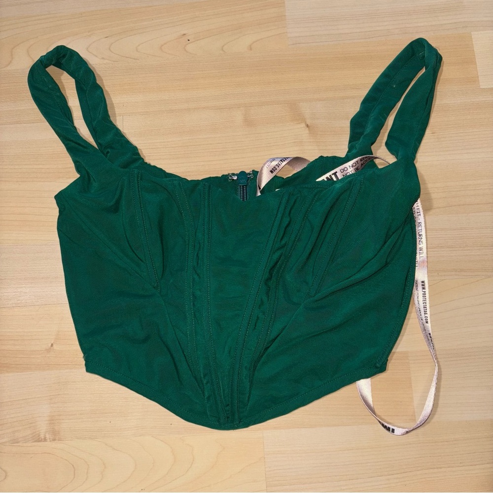 House of CB Ninetta Emerald Green Mesh Corset Top Size Small Bustier Date Night - Picture 3 of 13
